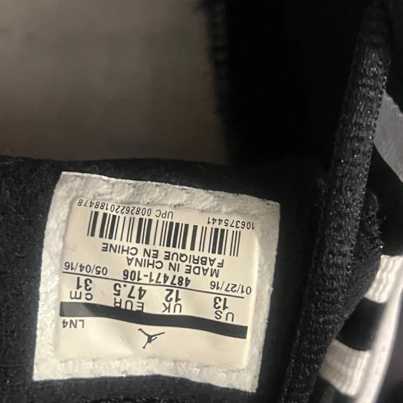 Jordan White and Black High-Top Sneakers with Leather Overlays - Picture 9 of 12